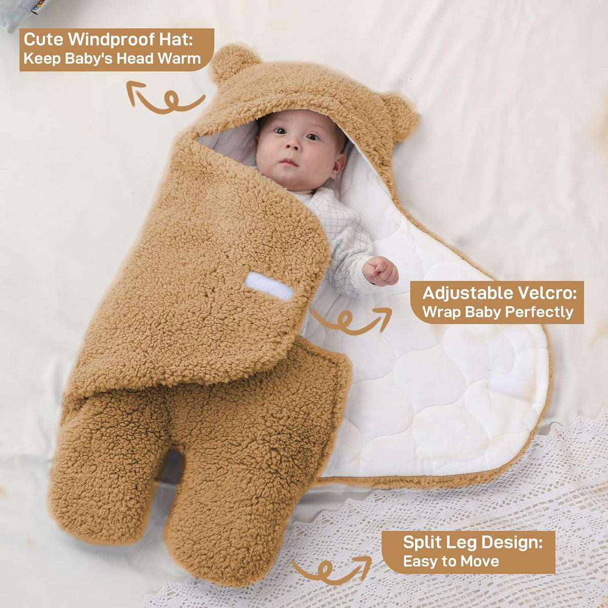 Baby Blanket with Hood – Cozy & Adjustable Swaddle for 0-6 Months