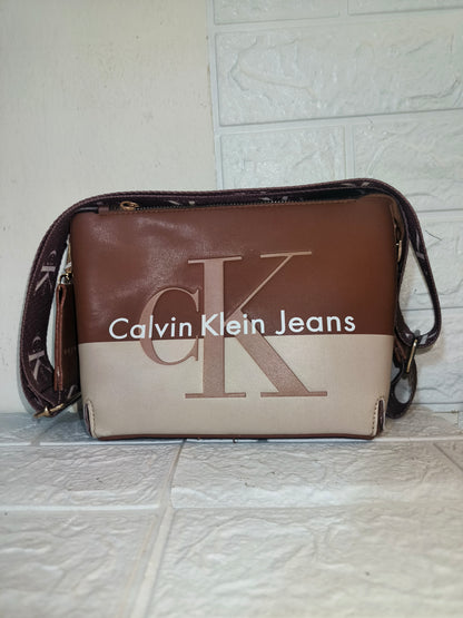 Calvin Klein Jeans two-tone metallic faux-leather crossbody bag