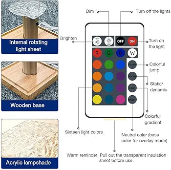 Water Ripple Projector 3/16 Colors Lamp Flame Crystal Lamp