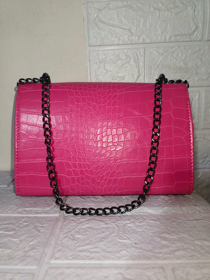 Marina Galanti small croc-embossed leather crossbody bag.