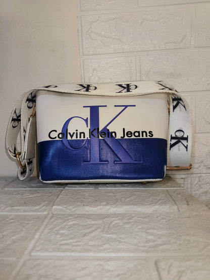 Calvin Klein Jeans two-tone metallic faux-leather crossbody bag