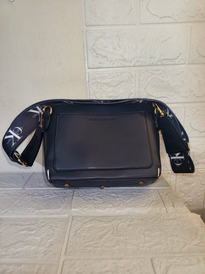 Calvin Klein Jeans two-tone metallic faux-leather crossbody bag