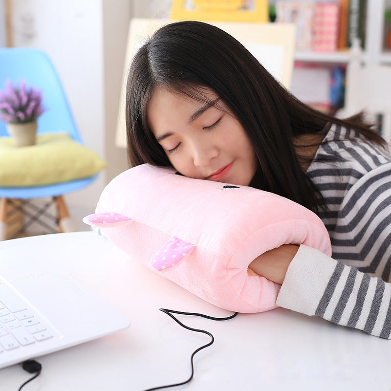 USB Rechargeable Plush Hand Warmer Pillow - Cute Animal Design
