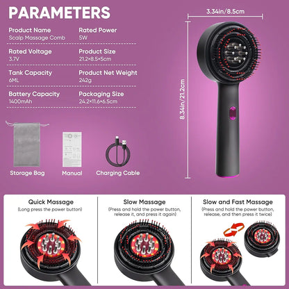 Laser Therapy Hair Growth Comb – Electric Scalp Massager &amp; Hair Oil Applicator Waterproof