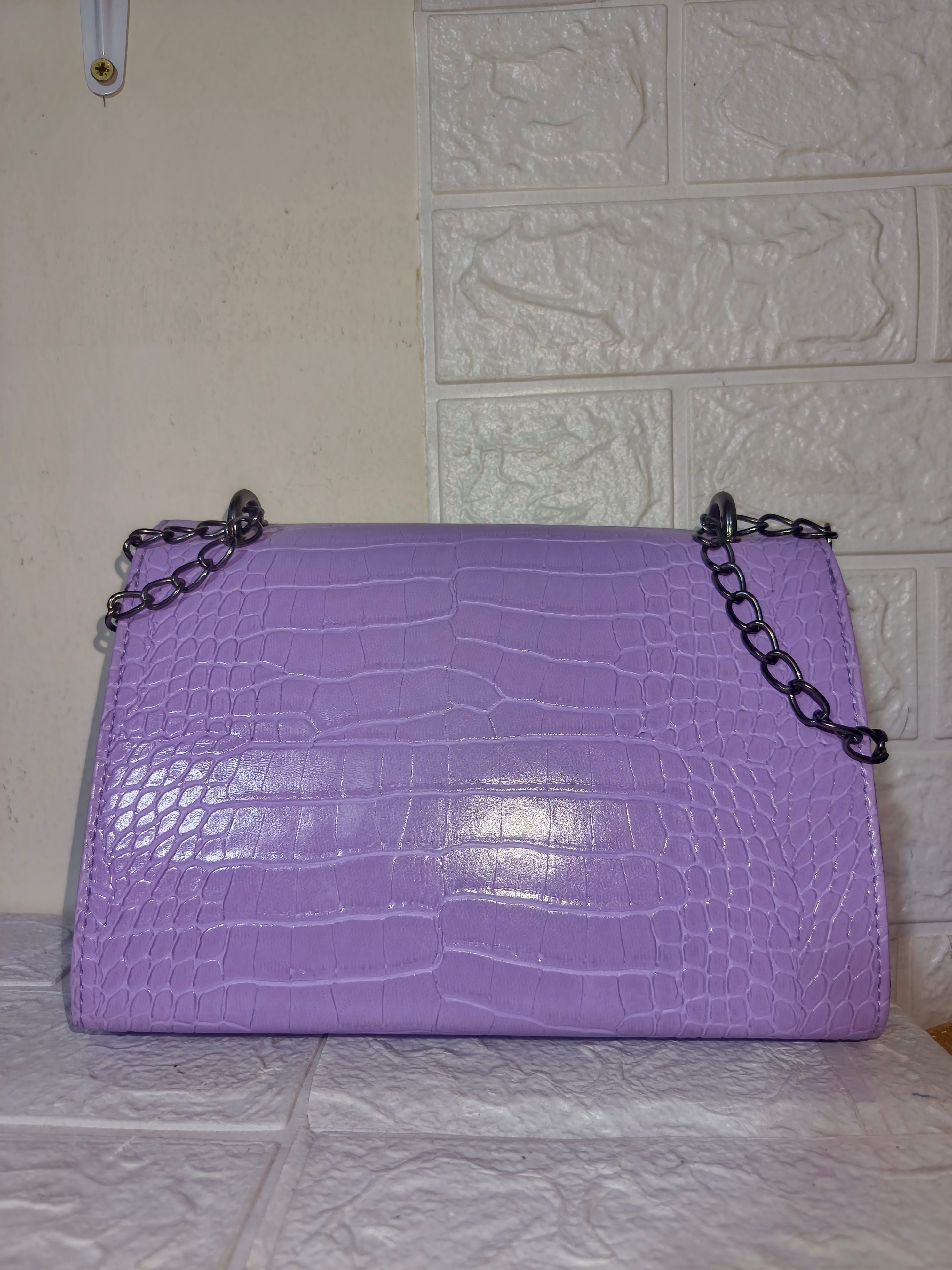 Marina Galanti small croc-embossed leather crossbody bag.