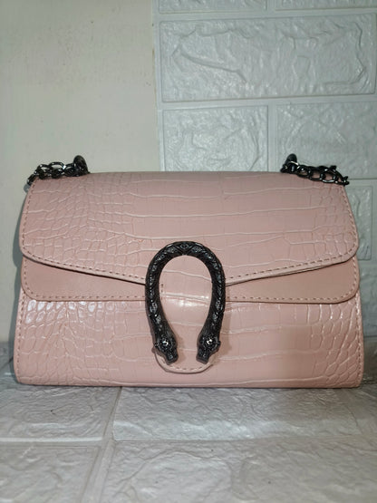 Marina Galanti small croc-embossed leather crossbody bag.