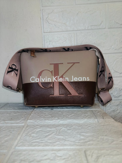 Calvin Klein Jeans two-tone metallic faux-leather crossbody bag