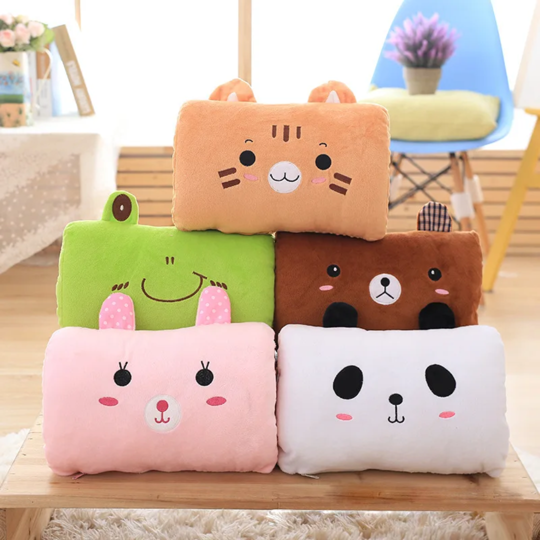 USB Rechargeable Plush Hand Warmer Pillow - Cute Animal Design