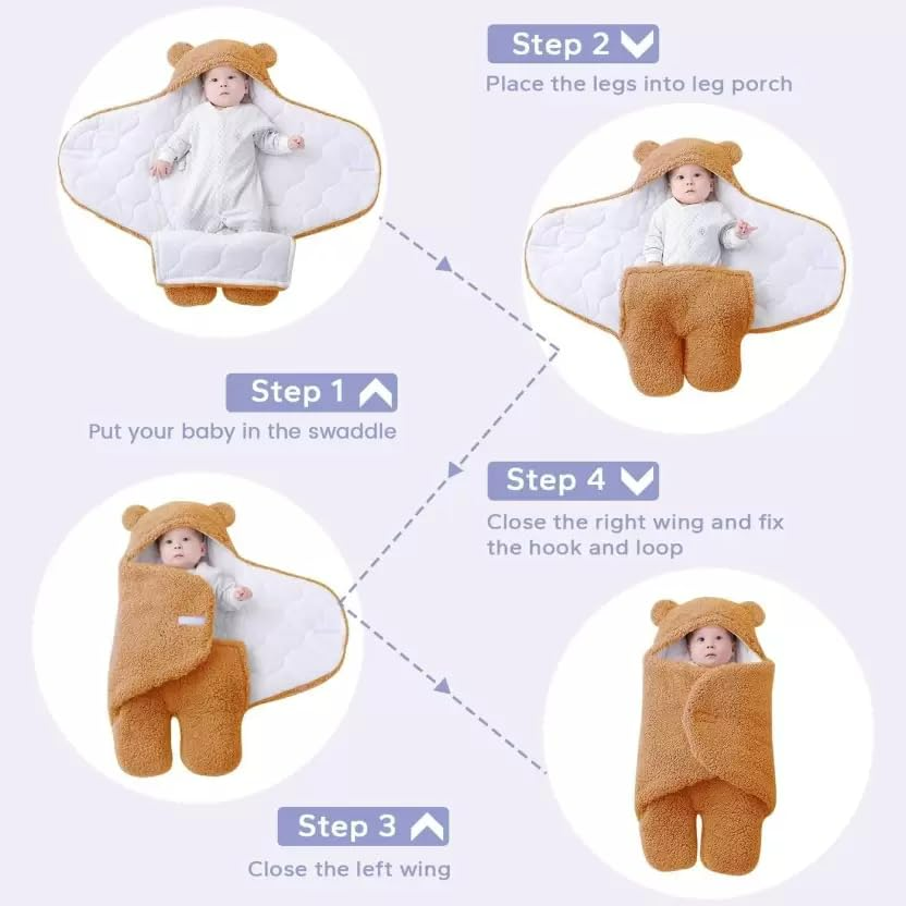 Baby Blanket with Hood – Cozy &amp; Adjustable Swaddle for 0-6 Months